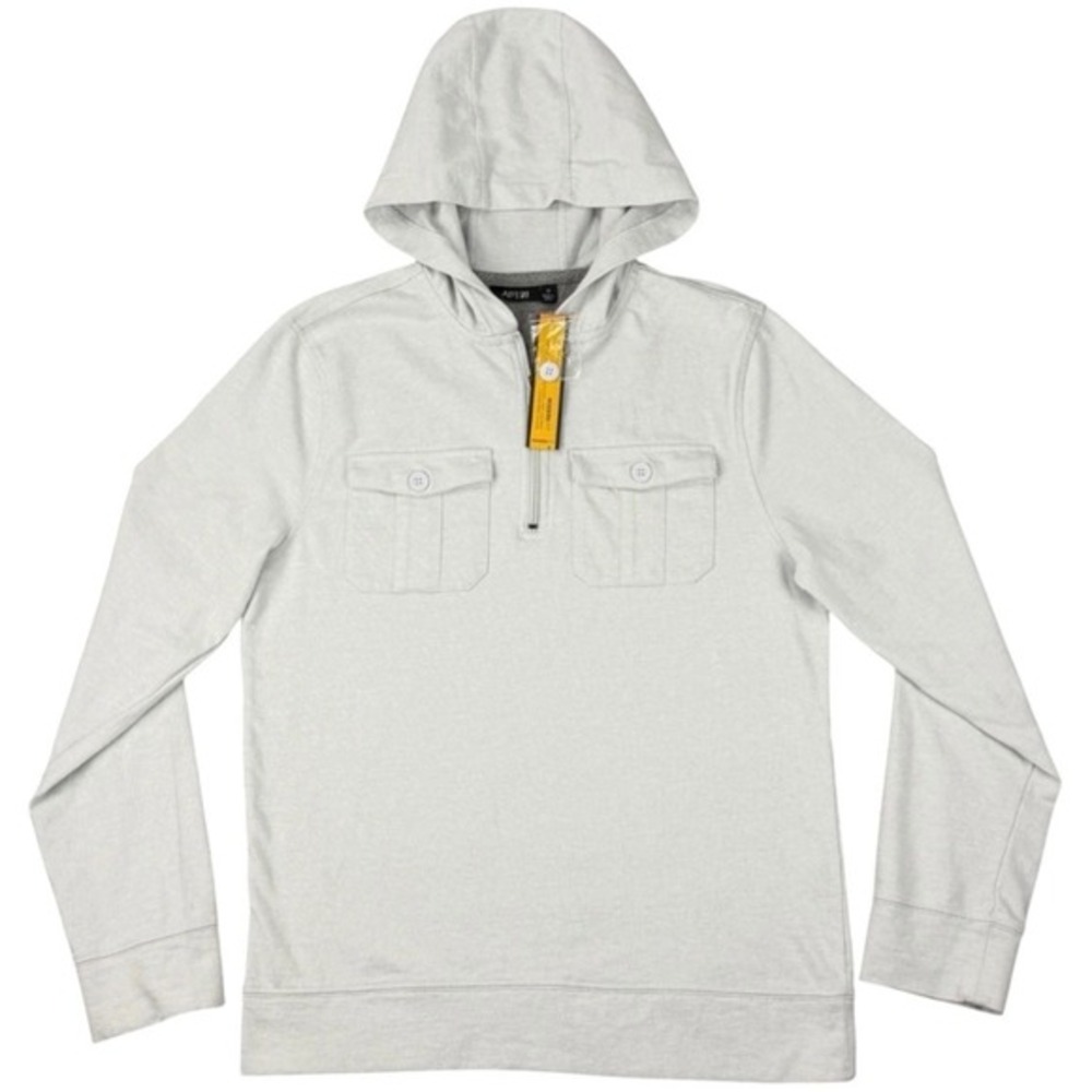 NEW Apt 9 Men's Small Light Gray Quarter Zip Hooded‎ Pullover Shirt Modern Fit
